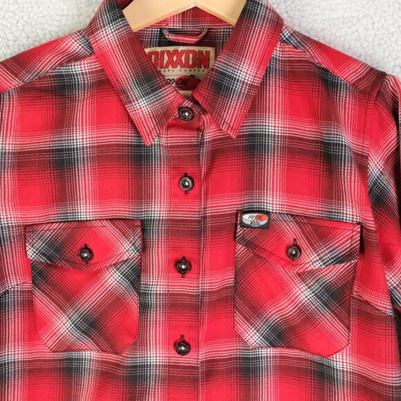 Dixxon Shirt Mens Medium Red Black Plaid Flannel Button Up So Cal D Tech - Picture 2 of 8